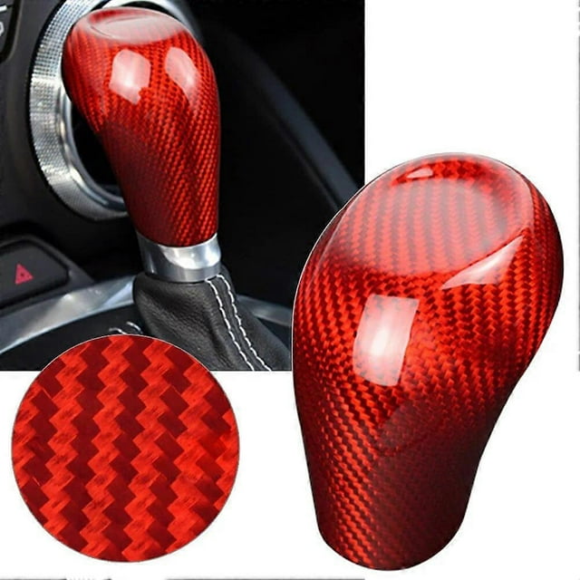 Red Carbon Fiber Gear Shift Knob Cover Trim Decor For Chevrolet Camaro Car Accessories