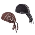 thumbnail image 1 of 2pcs Durag Skullcap Pérdida De Cabello Pañuelo Para La Cabeza Pañuelo Musulmán Turbante Negro + Marrón Sunnimix Algodón Unisex Durag, 1 of 6