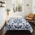 thumbnail image 4 of Blue Floral Large Tapestry for Bedroom Wall Hanging Tapestry, Ethnic Boho Botanical Geometric Art Ceiling Backdrop Tapestries Poster Blanket Wall Decor for Teens Room Living Room Dorm 85" x 90", 4 of 8