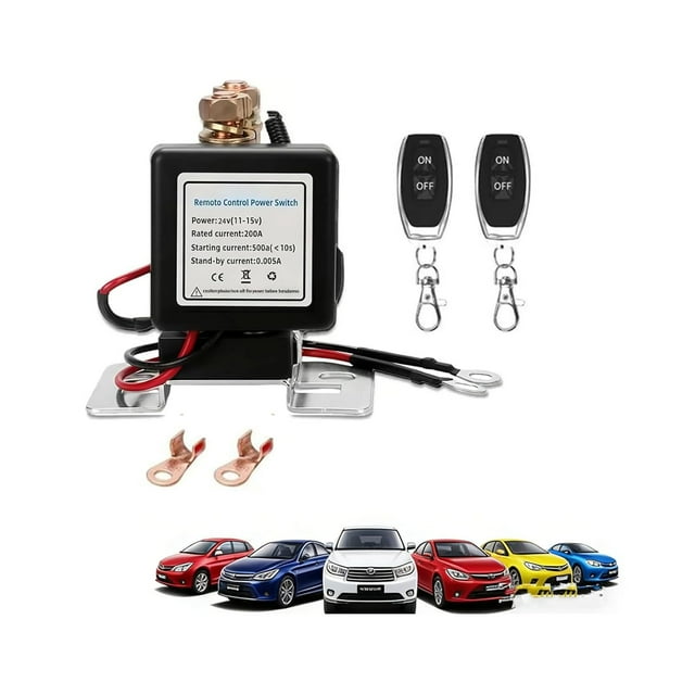 Wireless Remote Control Battery Relay Switch Car Starter, 12V/24V Cut Off Isolator Master Switches, Remote Start & Warm-Up/Cool-Down, RemoteBattery Disconnect Switch, for Car Truck Rv Vehicle