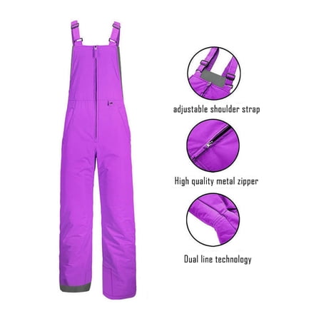Timegard Womens Overalls Adjustable Strap Zipper Straight Leg Snowboard Pants Rompers Windproof Ski Jumpsuit