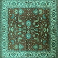 thumbnail image 1 of Ahgly Company Machine Washable Indoor Square Oriental Turquoise Blue Traditional Area Rugs, 7' Square, 1 of 4