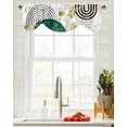thumbnail image 3 of Tie Up Valance Curtain for Kitchen, Mid Century Boho Gold Plant Leaves Rod Pocket Short Curtains Adjustable Tie-Up Shade Valances, Abstract Arch Stripe Window Treatment for Bathroom Living Room Bedroom, 3 of 7