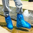thumbnail image 3 of Scheam 10 Pairs Plastic Rain Boot Covers,Disposable Shoe Covers,Waterproof Shoe Protectors,Non-Slip Outdoor Overshoes,Elastic Band Design,for Women and Men (Blue), 3 of 7