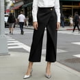 thumbnail image 7 of Utoimkio High Waist Wrap Front Capri Pants for Women Casual Single Button Overlay Cropped Trousers for Women with Side Hand Pockets, 7 of 7