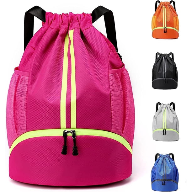 Mochila impermeable rosa, bolsa de gimnasio con compartimento para zapatos, bolsa de piscina impermeable, bolsa de deporte, bolsa de viaje de fin de semana, bolsa de fútbol, bolsa de natación para muj