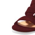 thumbnail image 3 of YDN Women Cute Round Open Toe Chunky Mid Heel Strappy Gladiator Sandals Chic Cutout Slip On Mules Casual Daily Shoes Size 12 Wine Red, 3 of 4