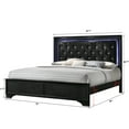 thumbnail image 4 of 1pc Modern Glam Style King Size Upholstery LED Panel Bed Wooden Bedroom Furniture Black, 4 of 6