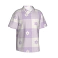 thumbnail image 2 of Uemuo Floral Purple Buffalo Plaid Printed Regular Fit Short Sleeve Casual Hawaiian Shirt for Men,Aloha shirt,Tropical shirt,Floral print shirt,Vacation Beach shirt-, 2 of 9