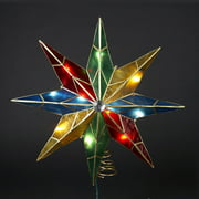 15" Lighted Capiz Poinsettia Star Christmas Tree Topper - Clear Lights