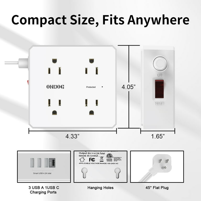 ONDOG 6ft Flat Plug Power Strip with 8 Outlets photo 5