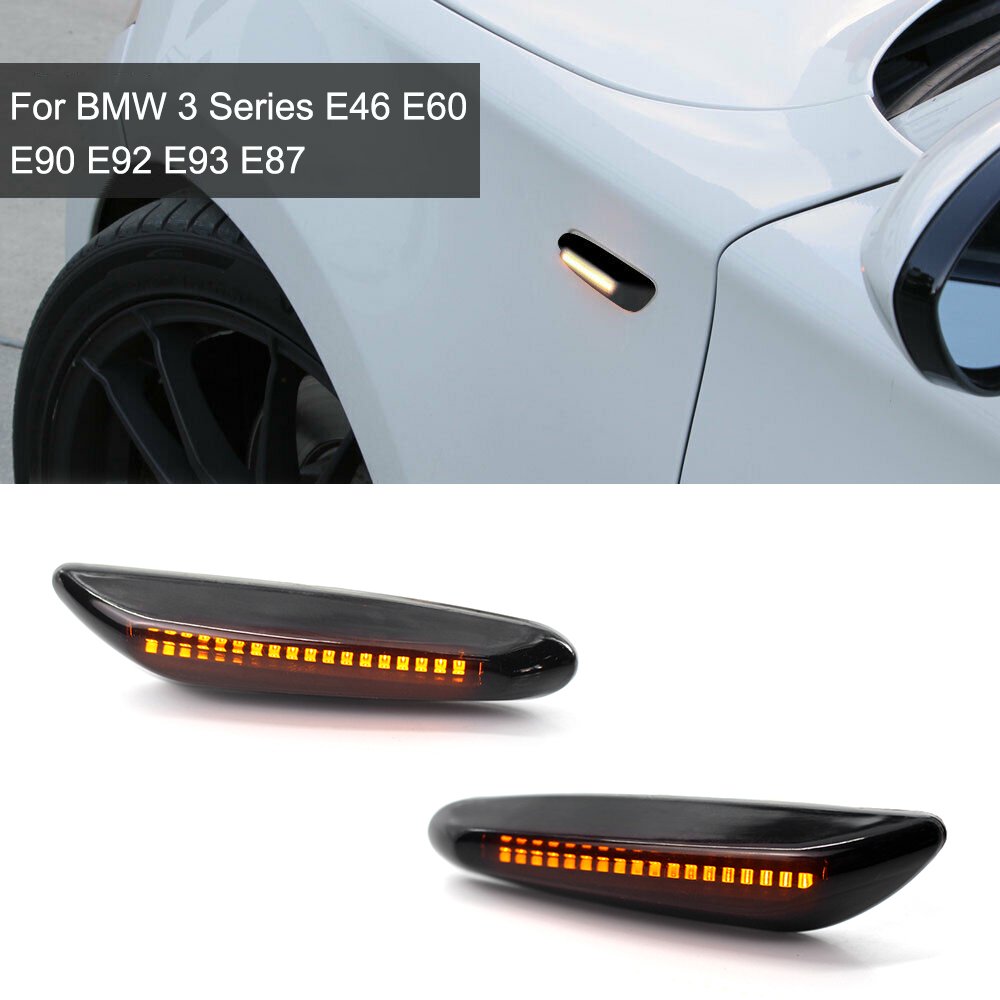 2 Pcs Smoke LED Side Marker Light Turn Signal Light Lamp For BMW 3
