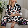 thumbnail image 6 of Rateoe Geometric Sports Energetic Burst Pattern Womens Pajamas Set Long Sleeve Sleepwear Button Down Nightwear Soft Cotton Pj Lounge Sets-XX-Large, 6 of 7