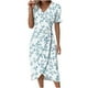 thumbnail image 2 of Puntoco Vestido De Manga Corta Con Cuello En V, Vestido Con Botones De Manga Corta Con Cuello En V Y Dobladillo Irregular Estampado De Verano Para Mujer Blanco Xxl, 2 of 6
