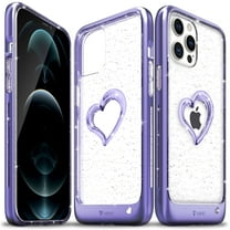 Vena iPhone 12 Pro Max Glitter Case, vLove Glitter Heart Case Slim Dual Layer Protection Designed for iPhone 12 Pro Max - Purple