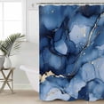 thumbnail image 4 of Abstract Art Shower Curtain Set ，Waterproof Fabric Shower Curtains Blue Gold Gradient Marble Texture Shower Curtains for Bathroom,Bathroom Decor 72"x72", 4 of 6