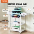 thumbnail image 2 of VEVOR Heat Press Table, 3 Tier Movable Heat Press Stand, Foldable Heat Transfer Machine Stand with Wheels and Vinyl Roll Holder, Rolling Metal Workbench for Sublimation Transfer Machine, White, 2 of 9