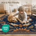 thumbnail image 4 of ODIKA 9'x12' Washable Area Rug Non-Shedding, Easy Care Boho Floral With Mystical Celestial Medallion Accents Witchy Moth Refined for Master Suite, California King, Under Bed, 4 of 7