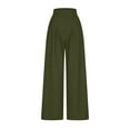 thumbnail image 5 of Lenpel Palazzo Pants for Women Trendy High Waisted Stretchy Pleated Pull on Wide Leg Jeans Baggy Casual Trousers with Pockets(Army Green,Small), 5 of 7