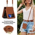 thumbnail image 5 of Allytechgroup Wallet Case for Samsung Galaxy Z Flip 4 with Crossbody Strap, Premium PU Leather Zipper Pocket Shockproof Cards Holder Phone Case for Women Girls, Brown, 5 of 8
