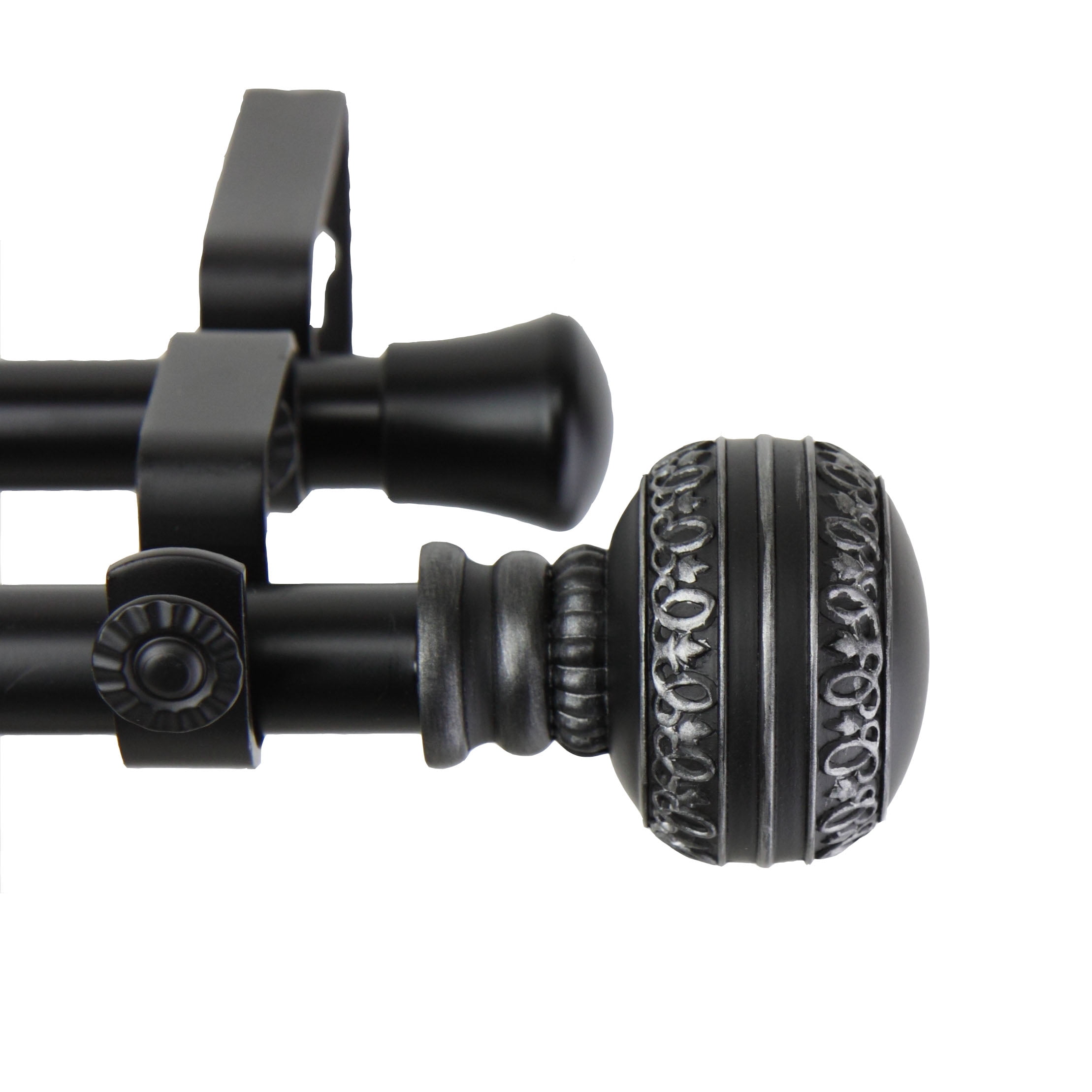 Galileo Double 13/16 inch dia. Curtain Rod 48-84" - Black