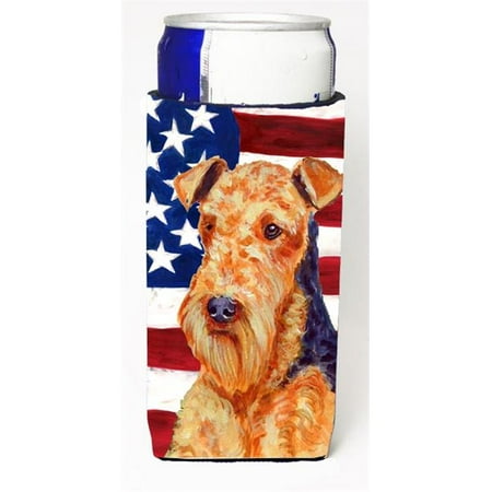 

Usa American Flag With Airedale Michelob Ultra bottle sleeve for Slim Can