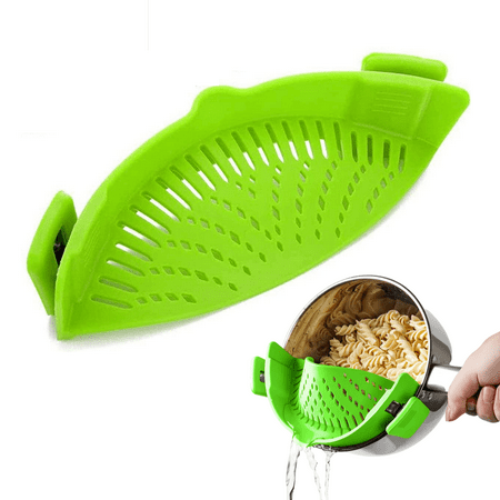 

JUANANIUGSilicone Pasta Strainer Snap on Clip on Rubber Cooking Strainer Gadget Heat Resistant Easy Kitchen Storage Dishwasher Safe