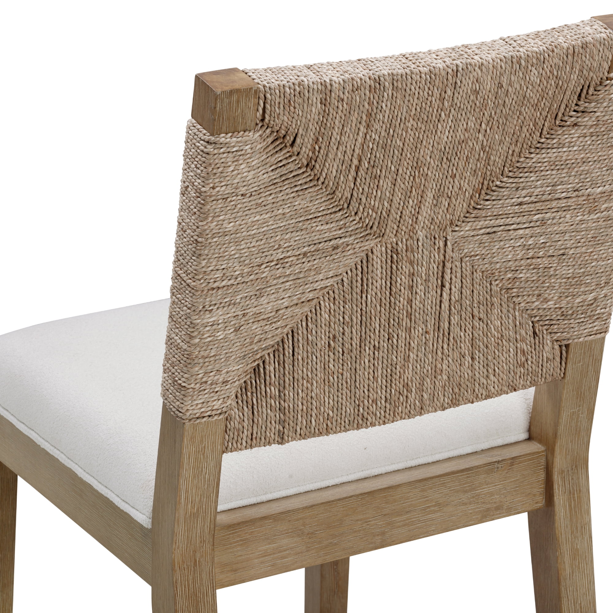 Nathan James Beacon Woven Seagrass Back Counter Height Bar Stools, Cream/Light Brown