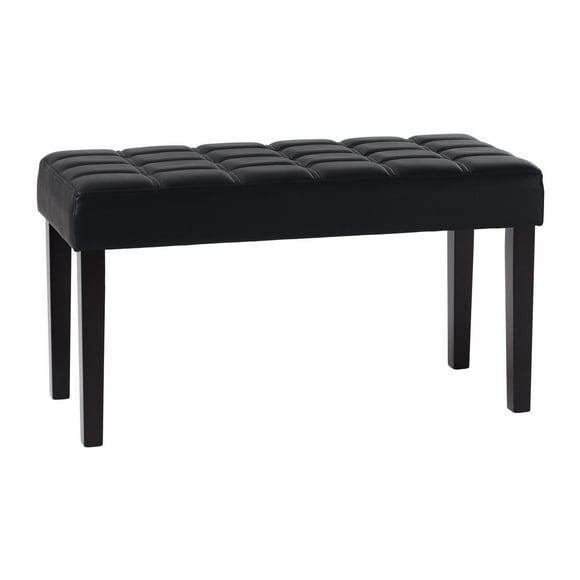 CorLiving California Faux Leather Upholstered and Tufted Bench with Wood Legs