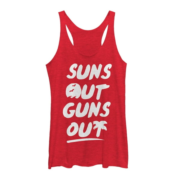 Women's Lost Gods Sun's Out Guns Out  Racerback Tank Top Red Heather Medium
