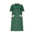 thumbnail image 4 of Xysaqa Scrub Dress for Women - Fashion Regular Fitted Uniforms Dress Pockets Plaid Collar Button Down Shirt Dress for Ladies Workwear S-2XL Clearance, 4 of 6