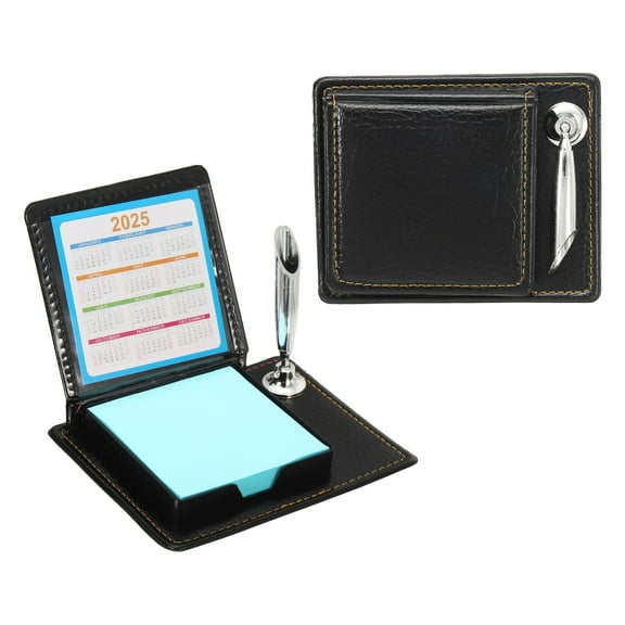 2pcs Leather Sticky Notes Holder with Pen Holder, Post Notes Holder Storage Box Desktop Mini Case Business Card Holder Memo Pad Organizer for Desk Home Office Gift,Blue