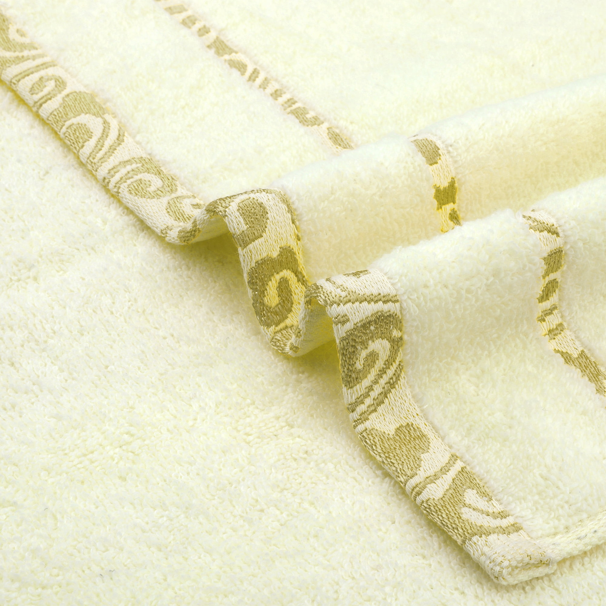 Unique Bargains Chic Striped Hand Towel Set Cotton Absorbent Gold 4-Piece