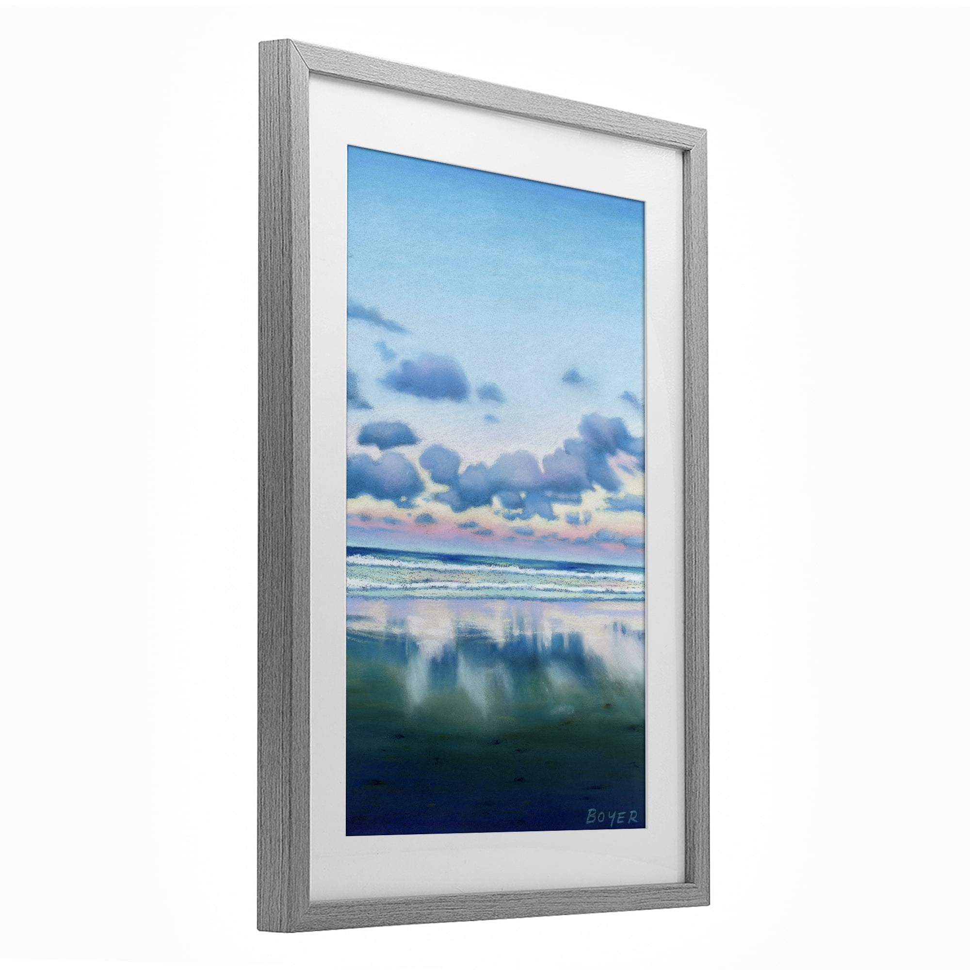 Stupell Industries Pretty Azure Cloud Reflection Gray Framed Print Under Glass, design by Susy Boyer