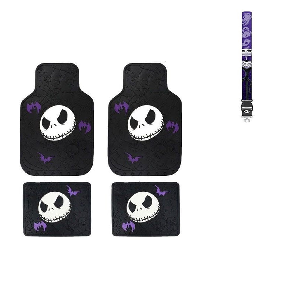 NightMare Before Christmas 2 Front Vinyl Floor Mats And 2 Rear Vinyl Floor Mats With Lanyard