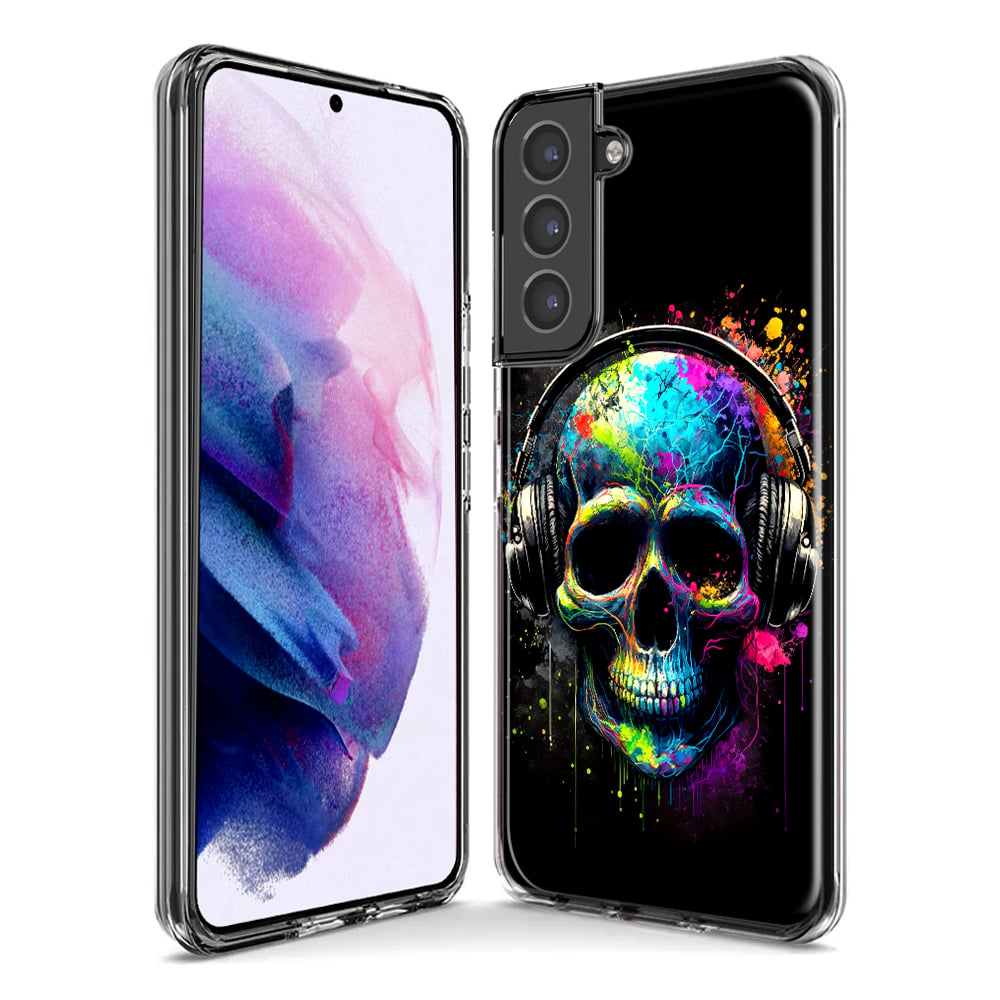 thumbnail image 3 of MUNDAZE Samsung Galaxy S23 Shockproof Clear Hybrid Protective Phone Case Fantasy Skull Headphone Colorful Pop Art Cover, 3 of 5