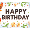 thumbnail image 4 of Cartoon Chicken Happy Birthday Banner Rooster Design Animal Theme Party Backdrop for Kids Celebration Indoor Event Decoration, 4 of 8