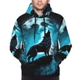 thumbnail image 4 of KLL Blue Full Moon Wolf Print Mens Hoodie Long Sleeve Casual Pullover Hooded Sweatshirt Fashion Drawstring Hoodies with Pocket-Medium, 4 of 6