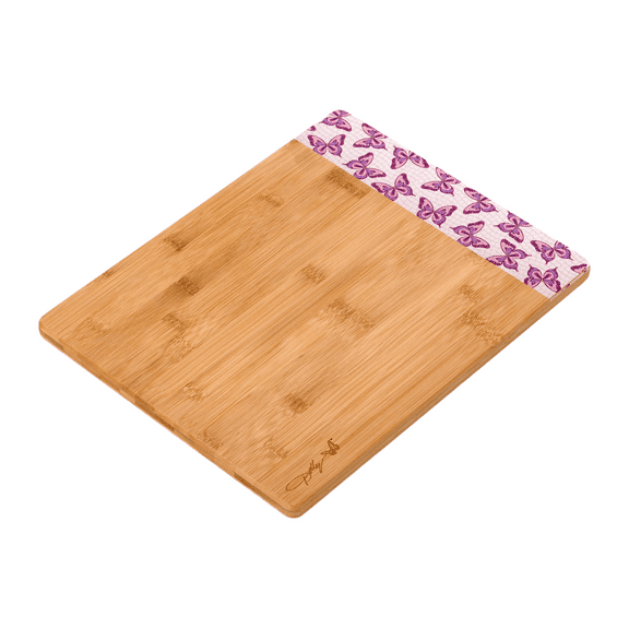Dolly Parton Bamboo 11" x 14" Reversible Cutting Board with Pink Butterfly Print