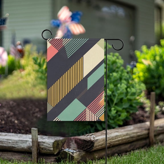 Yayeee Garden Flag 12" x 18" Double Sided Outdoor Yard Lawn Holiday Decorations, Green Geometric
