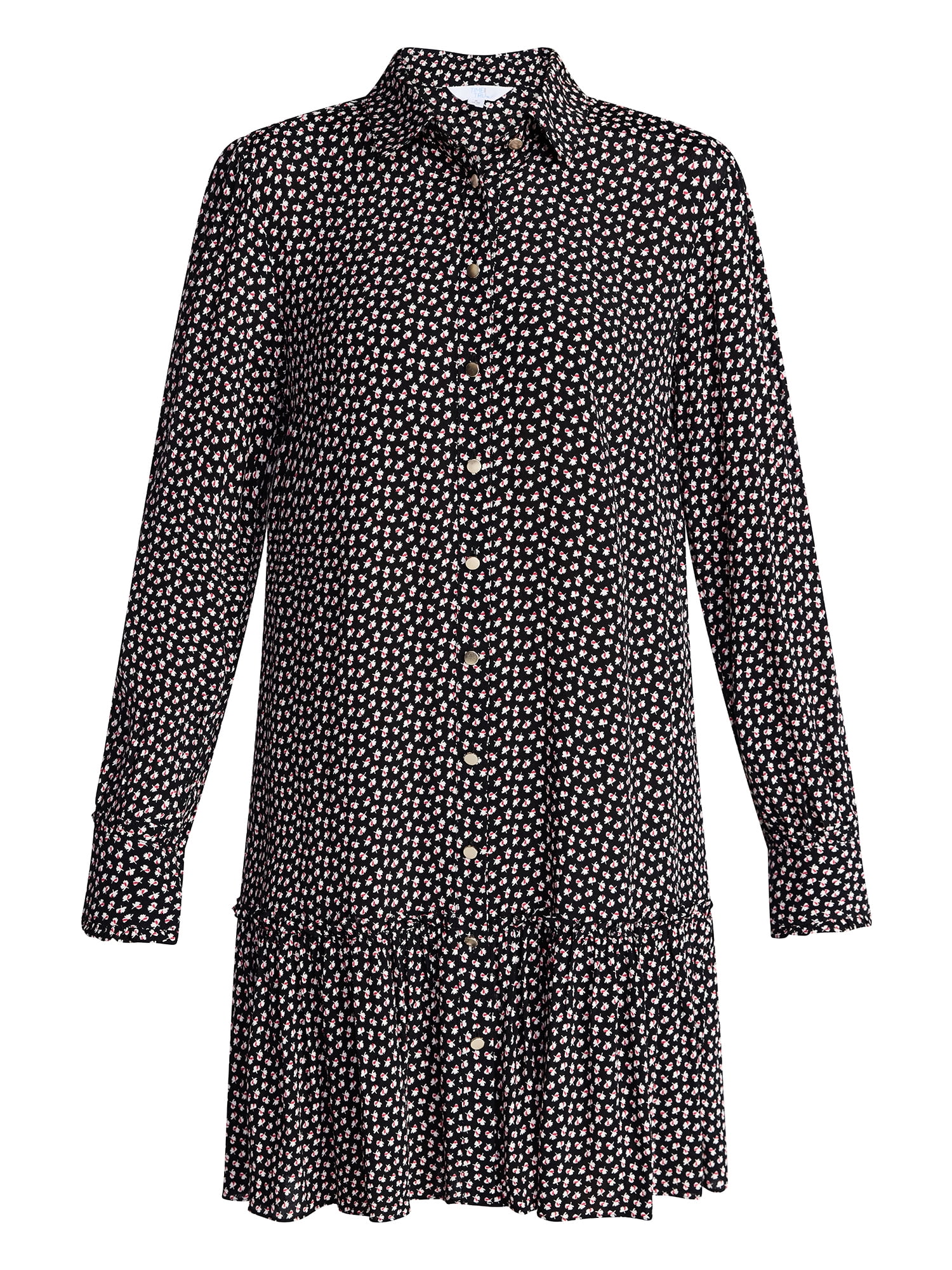 Time and Tru Women's Ruffle Mini Shirtdress, Sizes XS-XXXL