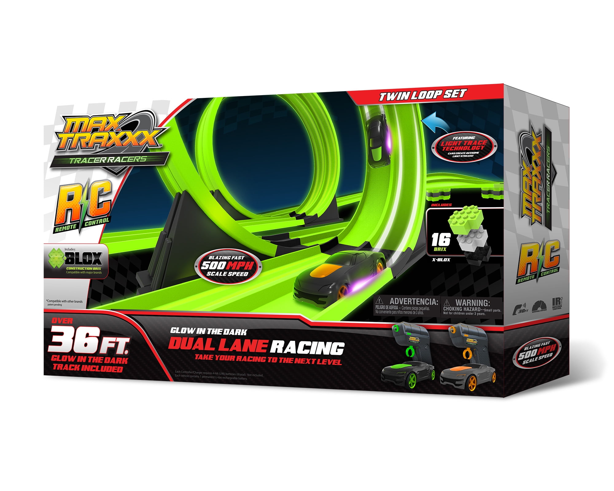 Tracer Race Car Track Dual Loop Gravity Drive Remote Control Sets Glowing Toy 