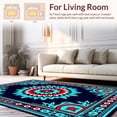 thumbnail image 2 of ODIKA 5'x7' Machine Washable Non-Slip Area Rug, Boho Eclectic Medallion Ornate Distinctive Symmetrical Artisan High Traffic Rug, Cyan, 444907, 2 of 7