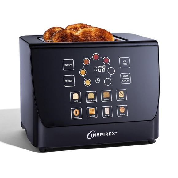 Palanca Toaster Nostalgia Inspirex con pantalla táctil de dos cortes, color negro