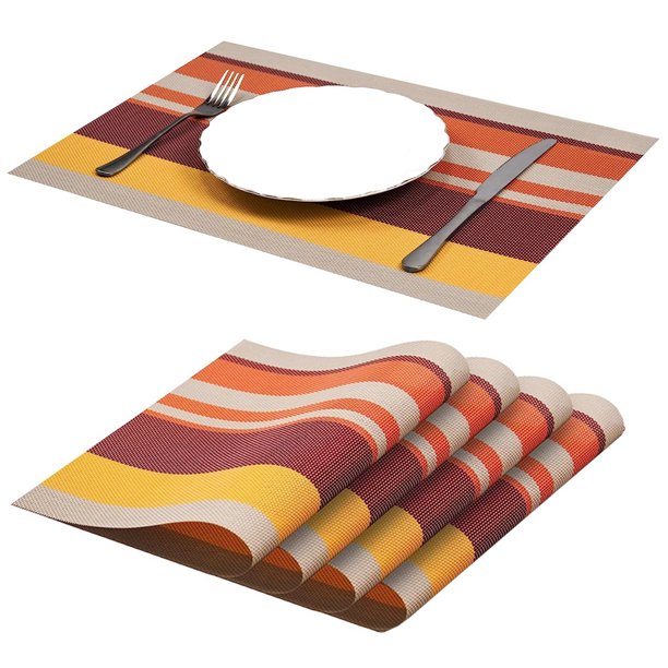 Manteles individuales de PVC rojo, resistentes al calor, fáciles de limpiar, lavables, antideslizantes, para mesa de comedor, impermeables, duraderos y con protección UV (juego de 5)