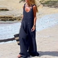 thumbnail image 4 of GILIGEGE Women's Casual Loose Overalls Jumpsuits One Piece Sleeveless Flowy Wide Leg Long Pant Rompers Wide Leg Overalls for Women Sleeveless Jumpsuits Suspender Overalls Loose Comfy Baggy Rompers, 4 of 7