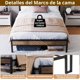 thumbnail image 4 of Base Cama Matrimonial con Estantes de Almacenamiento, LED y Estación de Carga, Estructura Metálica Resistente Sin Ruido, Antideslizante (Color Retro), 4 of 4