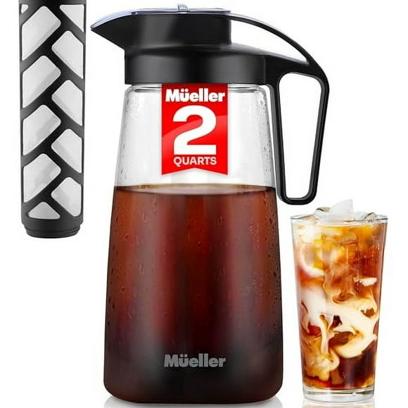 Cafetera Mueller Cold Brew, jarra Tritan resistente de 2 cuartos, cafetera helada y tetera