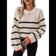 thumbnail image 3 of Suéteres de Punto A Rayas de Gran Tamaño para Mujer, Ropa de Otoño, Suéter de Cuello Redondo de Invierno, Ropa de Moda. Albaricoque S, 3 of 10