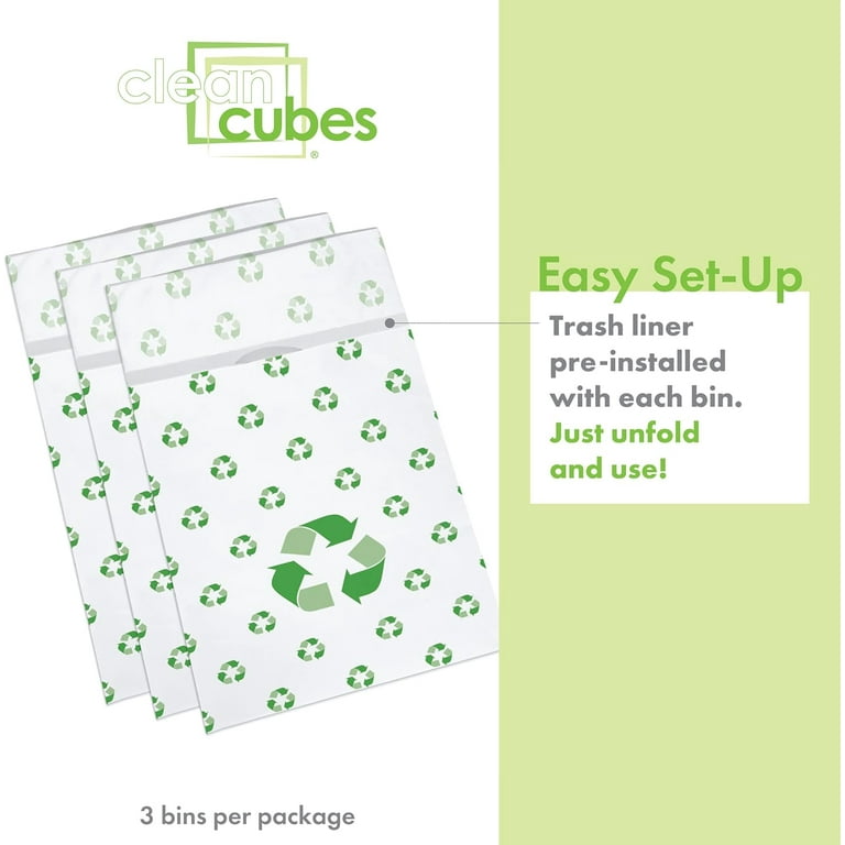 Clean Cubes 30 Gallon Disposable Trash Cans (3-Pack / Reusable / Recycle  Pattern) 